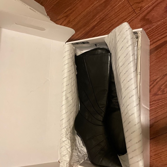 Aldo Black Leather Boots Size 38 - Picture 11 of 14